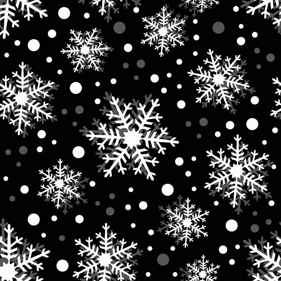 Snowflakes. Pattern with black background vector