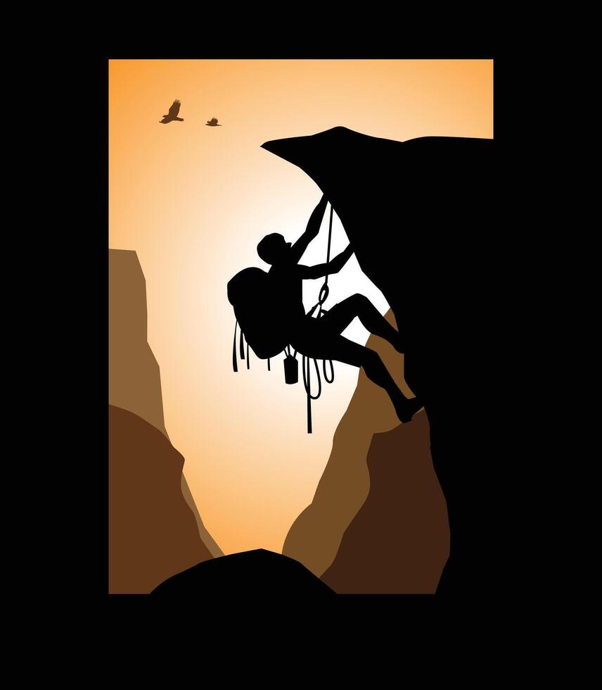 climber on the rock vector