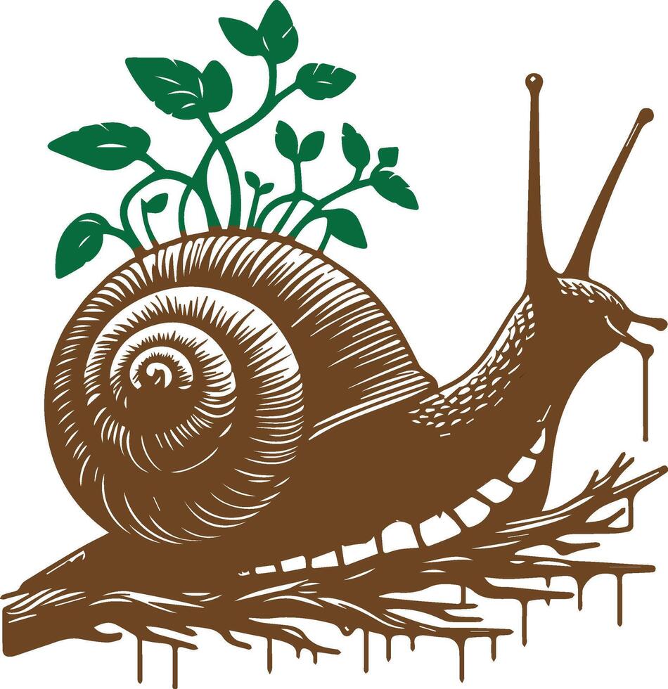 Cute Slow moving snail vector