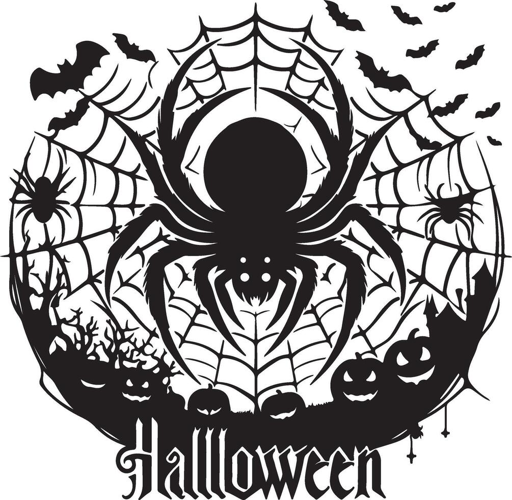 halloween spider art silhouette vector