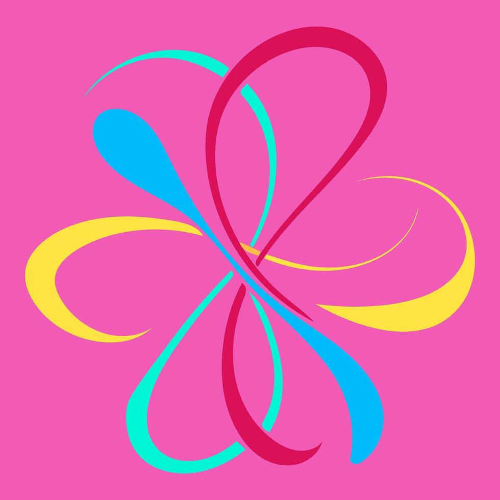 Abstract Colorful Flower Design. A captivating abstract flower design with bright and vivid colors. The image features curves and lines in a geometric pattern, showcasing a modern and dynamic artistic vector