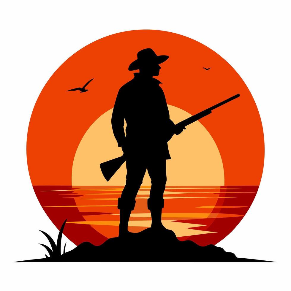 A Hunter on Sunset vector