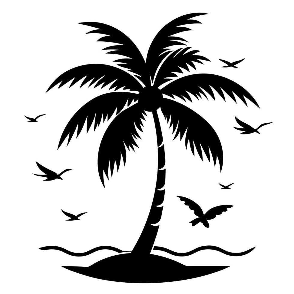 A Coconut tree silhouette illustration vector
