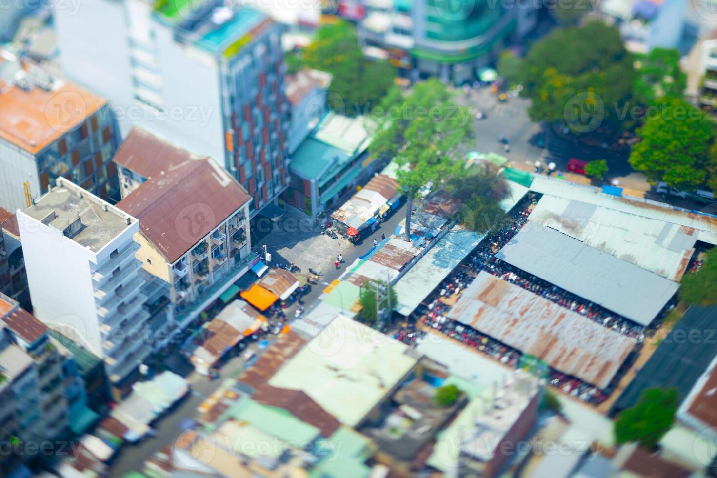 A miniature cityscape in Ho Chi Minh high angle tiltshift photo