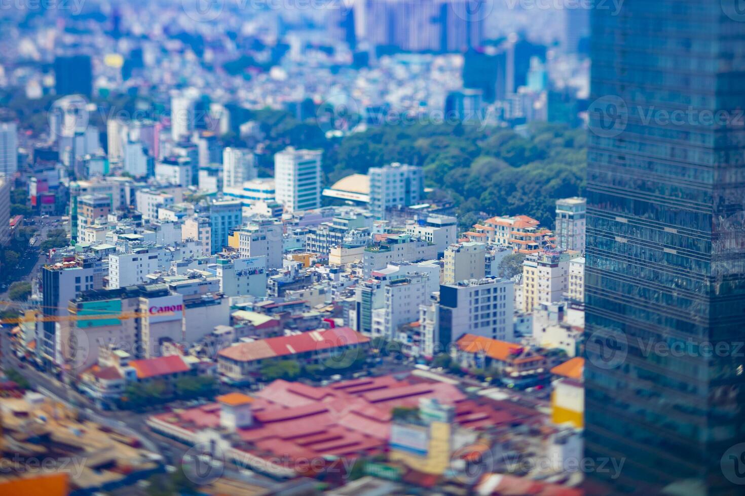 A miniature cityscape in Ho Chi Minh high angle tiltshift photo