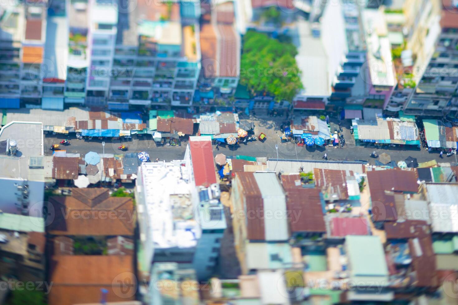 A miniature cityscape in Ho Chi Minh high angle tiltshift photo