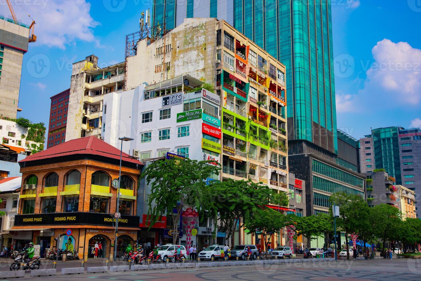 A colorful apartment at Nguyen Hue street in Ho Chi Minh photo