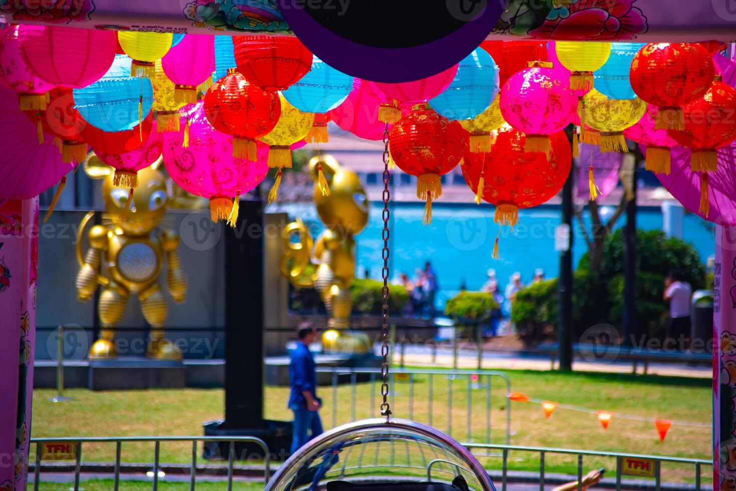 Colorful paper lantern at the urban city in Sydney photo