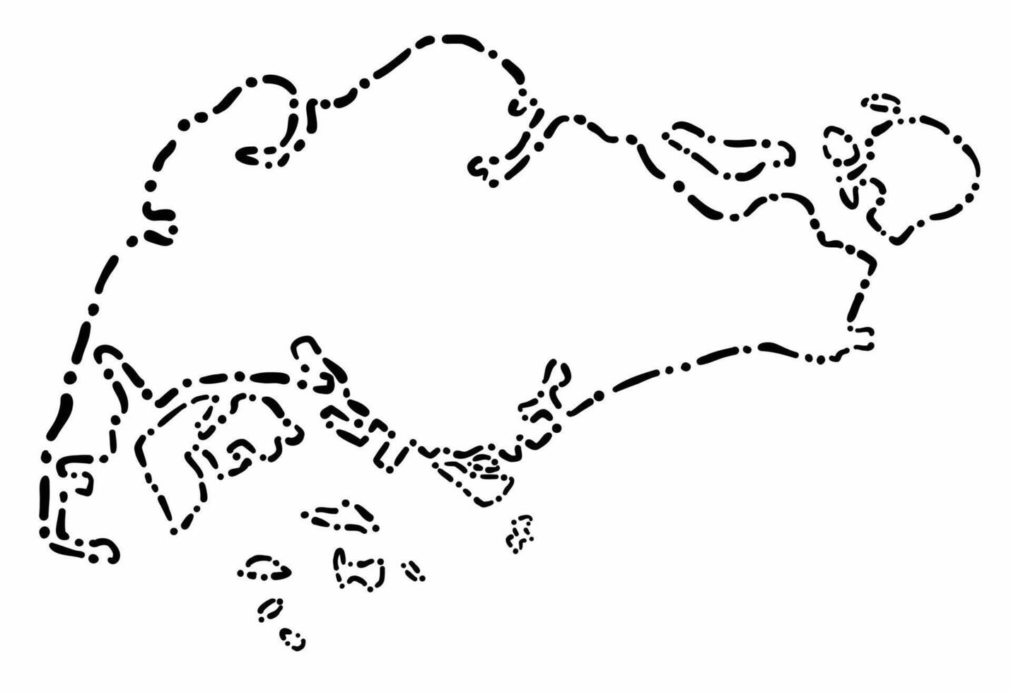Doodle freehand dash line drawing of Singapore map. vector