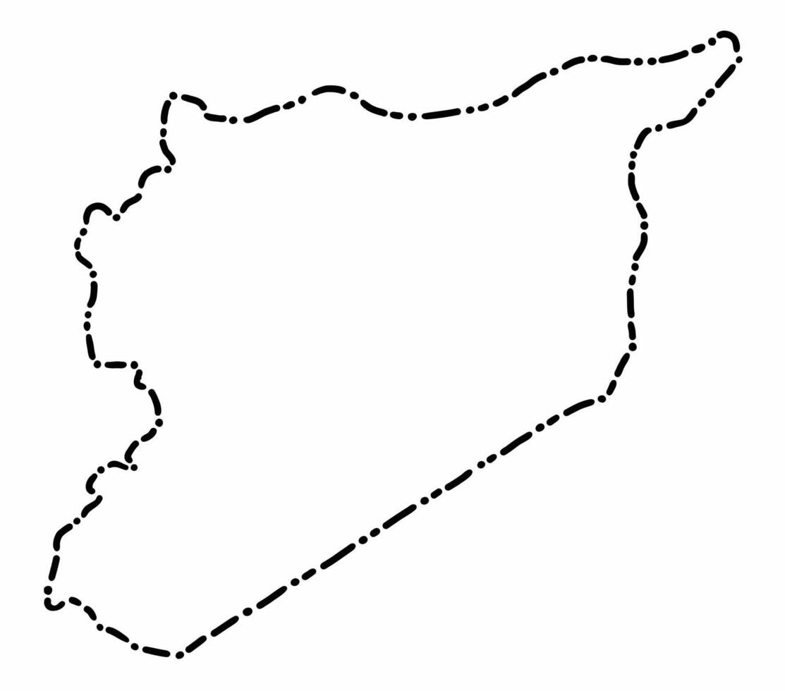 Doodle freehand dash line drawing of Syria map. vector