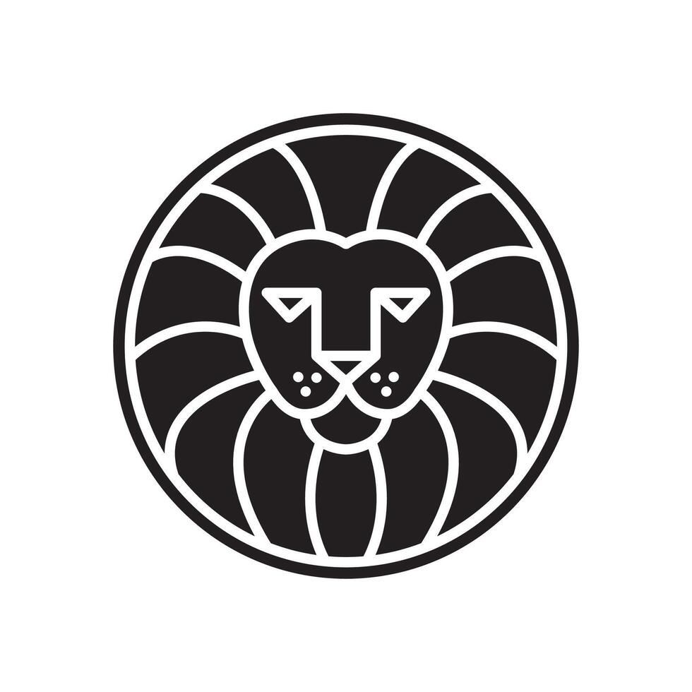 Luxury brand lion head shield circle logo design. silhouette icon element for business project. Concept stability and protect your investments isolated on white background vector