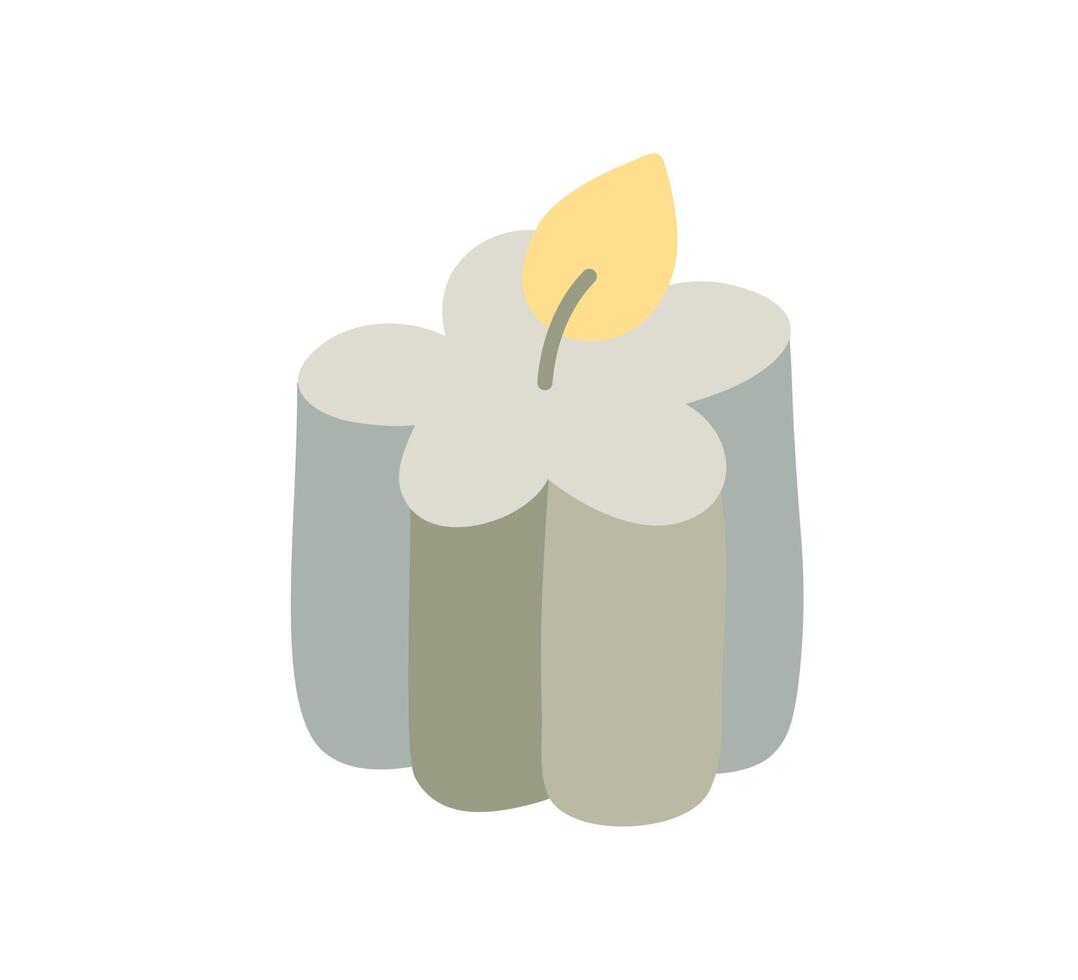 aesthetics hand drawn candle. Colored flat illustration isolated on background. decorative element for greeting card, web, christmas, wedding, birthday, valentine day vector