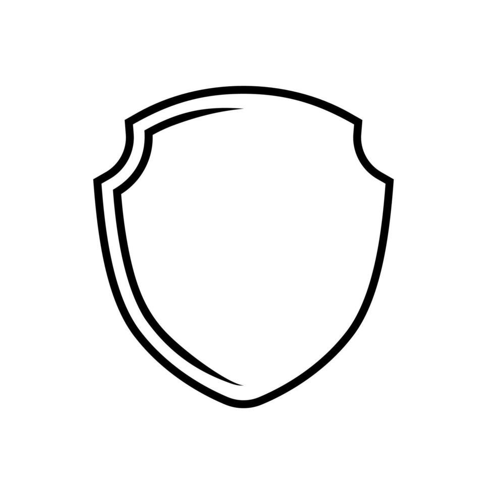 Black Shield frame Logo. template outline Sign of Protection, Guard and Security. Insurance or Immunity Symbol. Empty icon design isolated on white background vector