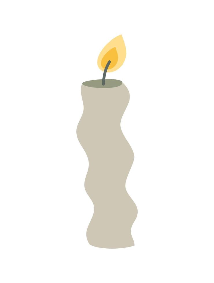 Modern hand drawn aesthetics candle. Colored flat illustration isolated on background. decorative element for greeting card, web, christmas, wedding, birthday, valentine day vector