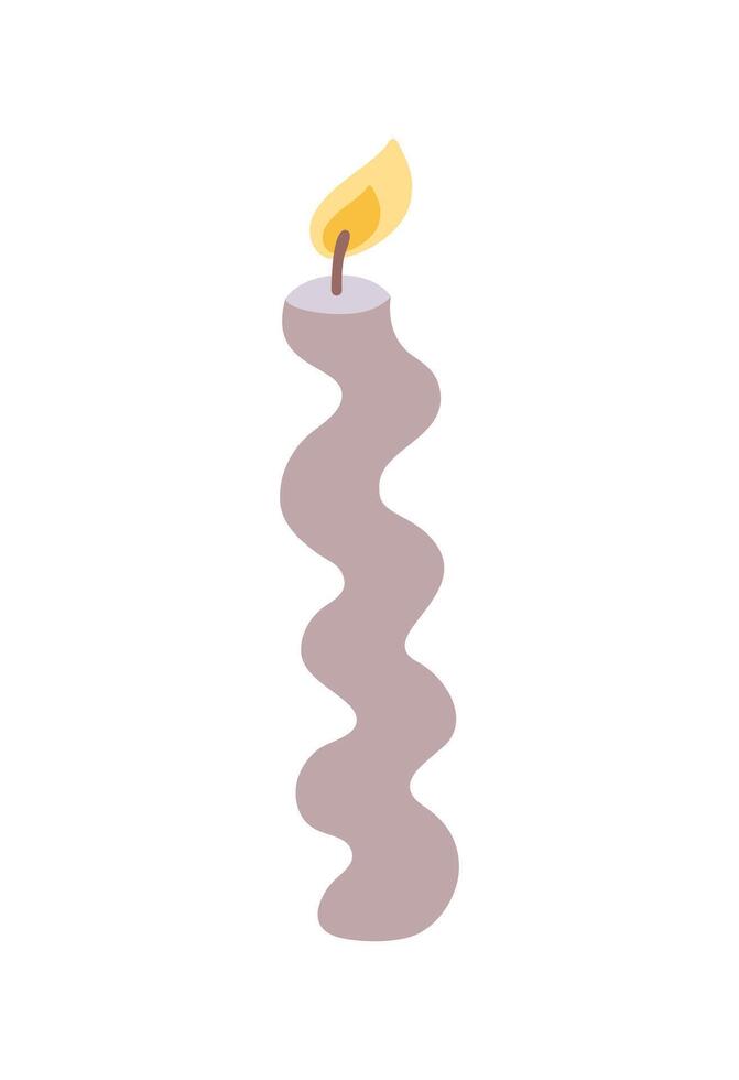Doodle burning dopamine style candle. Hand drawn aesthetics candlestick decor isolated on white background. Holiday, Valentines Day, Birthday, Christmas, church symbol. festive illustration vector