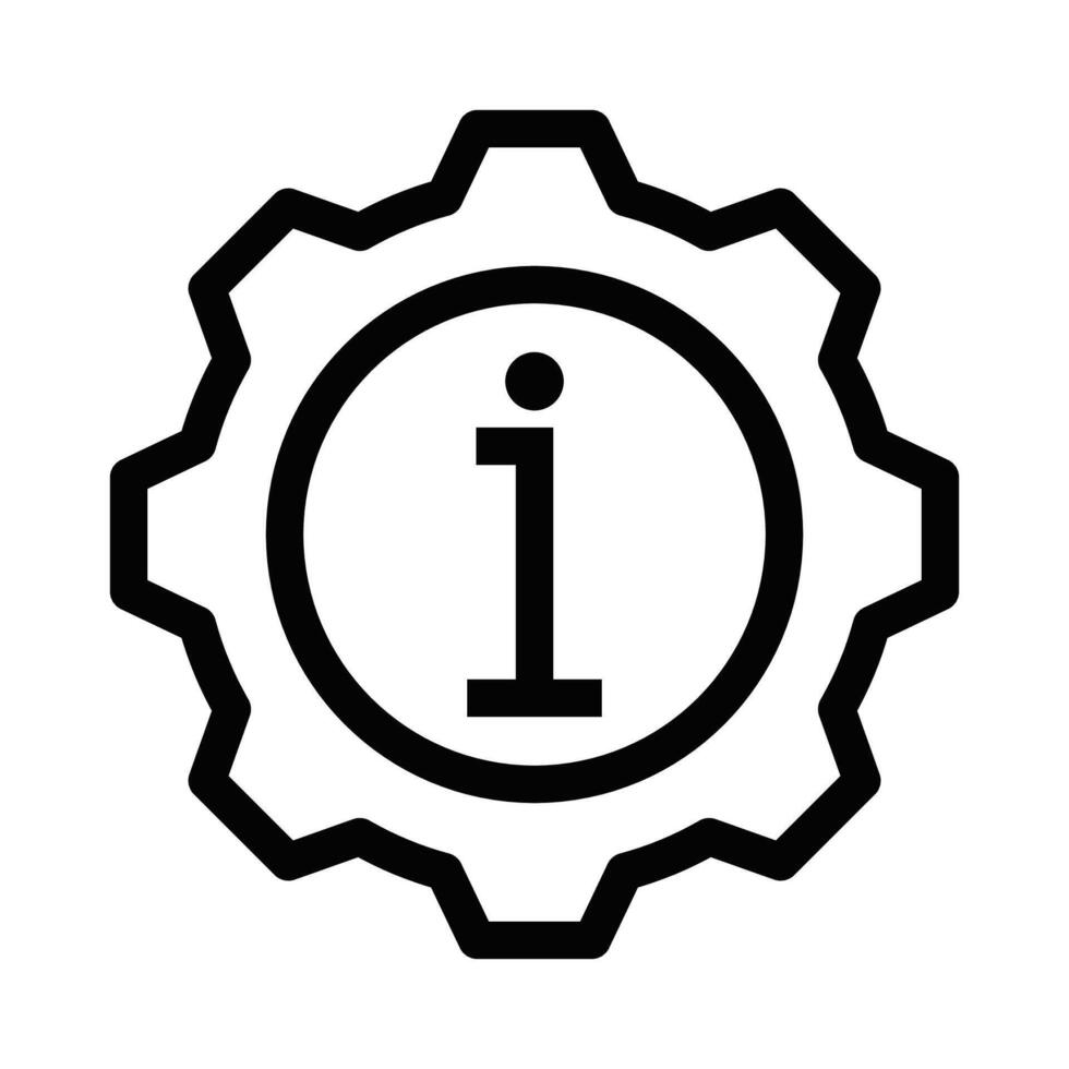 Information icon in a gear, ideal for technical support, settings, and information themes. Editable stroke. vector