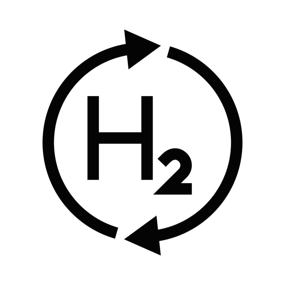 Hydrogen energy symbol with circular arrows. Clean energy and sustainability concept. Editable stroke. vector