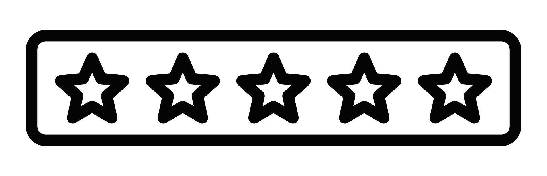 Five-star rating bar icon. Simple, clean symbol for quality and excellence. Editable stroke. vector
