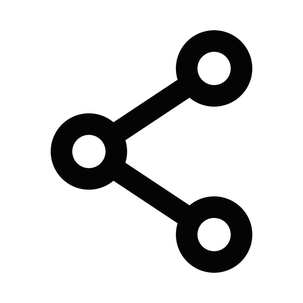 Icon of a share symbol, showing connected circles with lines, representing social media sharing or communication. Editable stroke. vector