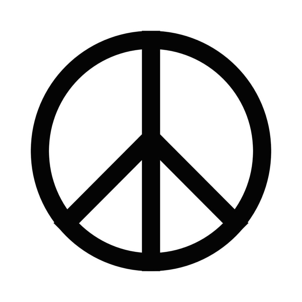 Simple black and white line icon of a peace symbol, representing nonviolence, harmony, and global peace. Editable stroke. vector