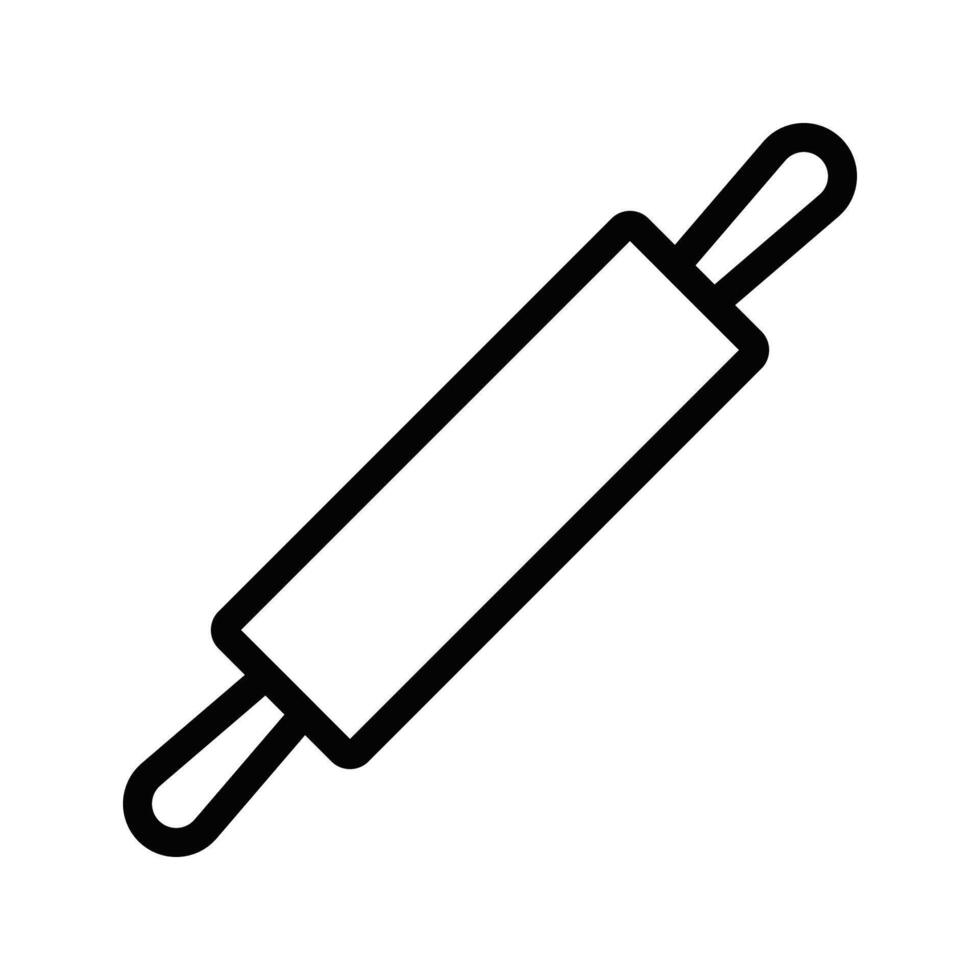 Clean black outline illustration of a rolling pin. This icon is perfect for bakery, cooking, and kitchen themes. Editable stroke. vector