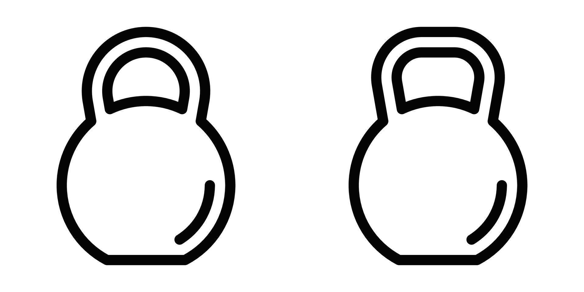Icon of a kettlebell, representing fitness, weightlifting, and exercise themes. Simple black and white design. Editable stroke. vector