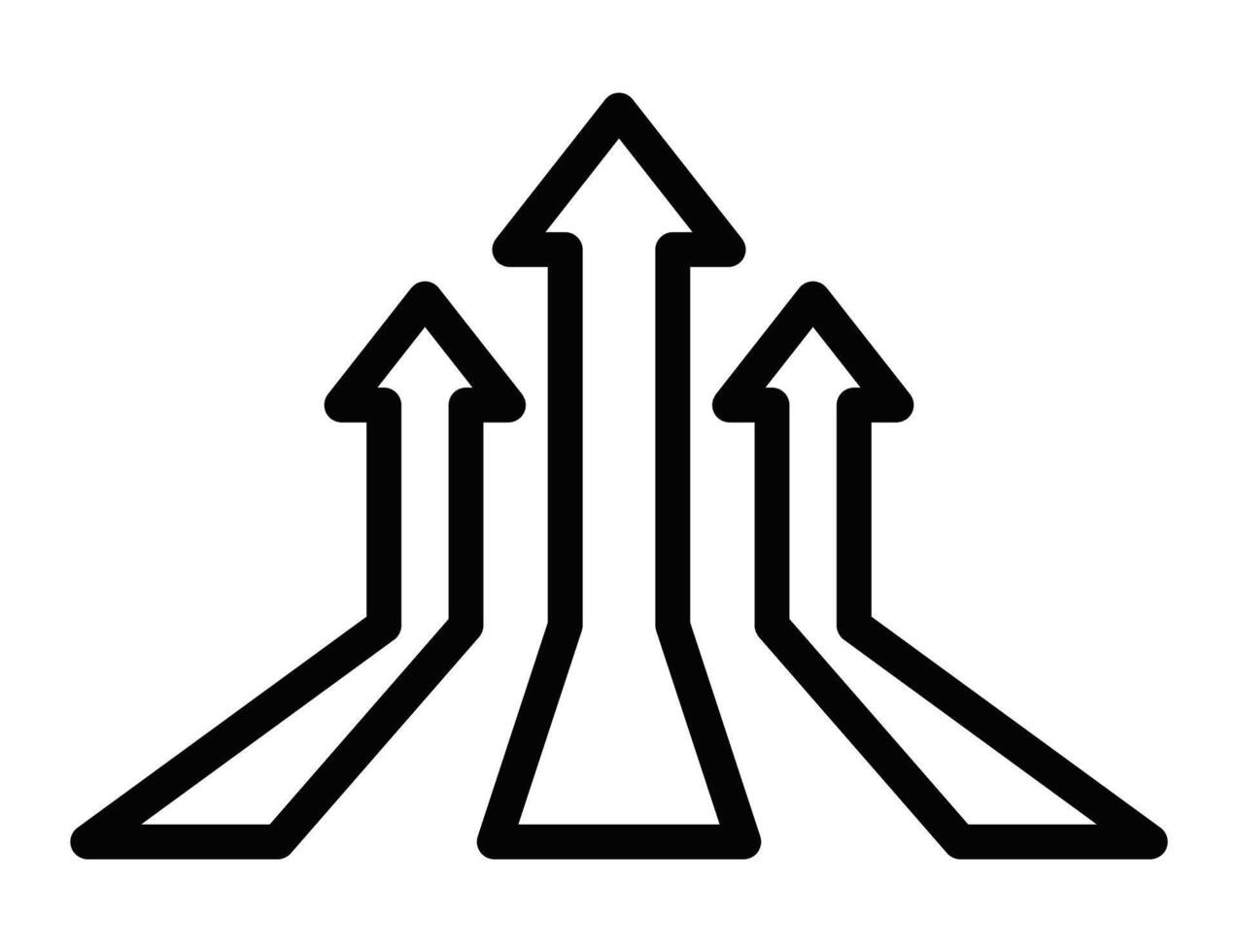 Minimalistic black arrow growth symbol, showing upward progress. Business and success. Editable stroke. vector
