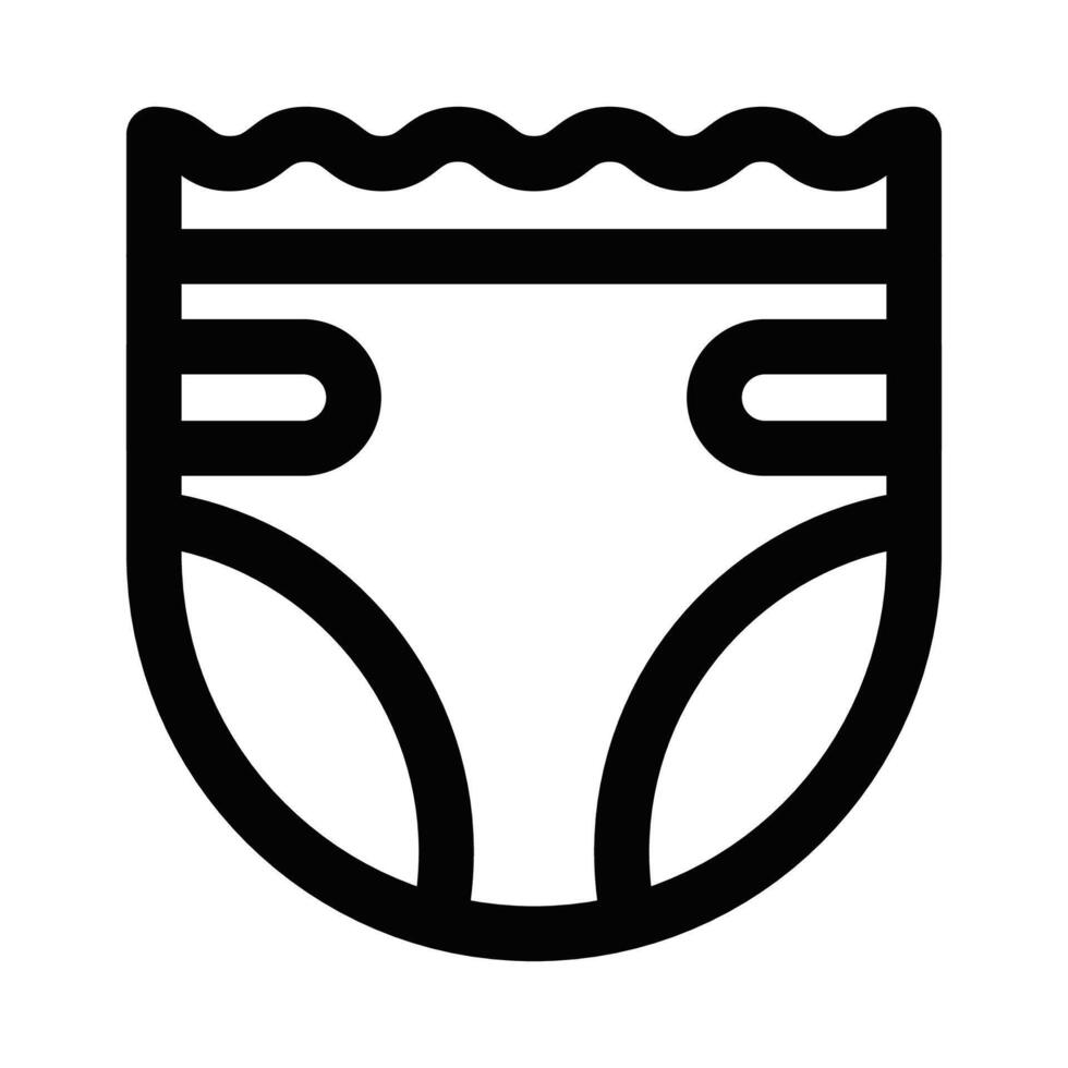 Simple diaper icon in black outline style, ideal for baby, hygiene, and childcare themes. Editable stroke. vector