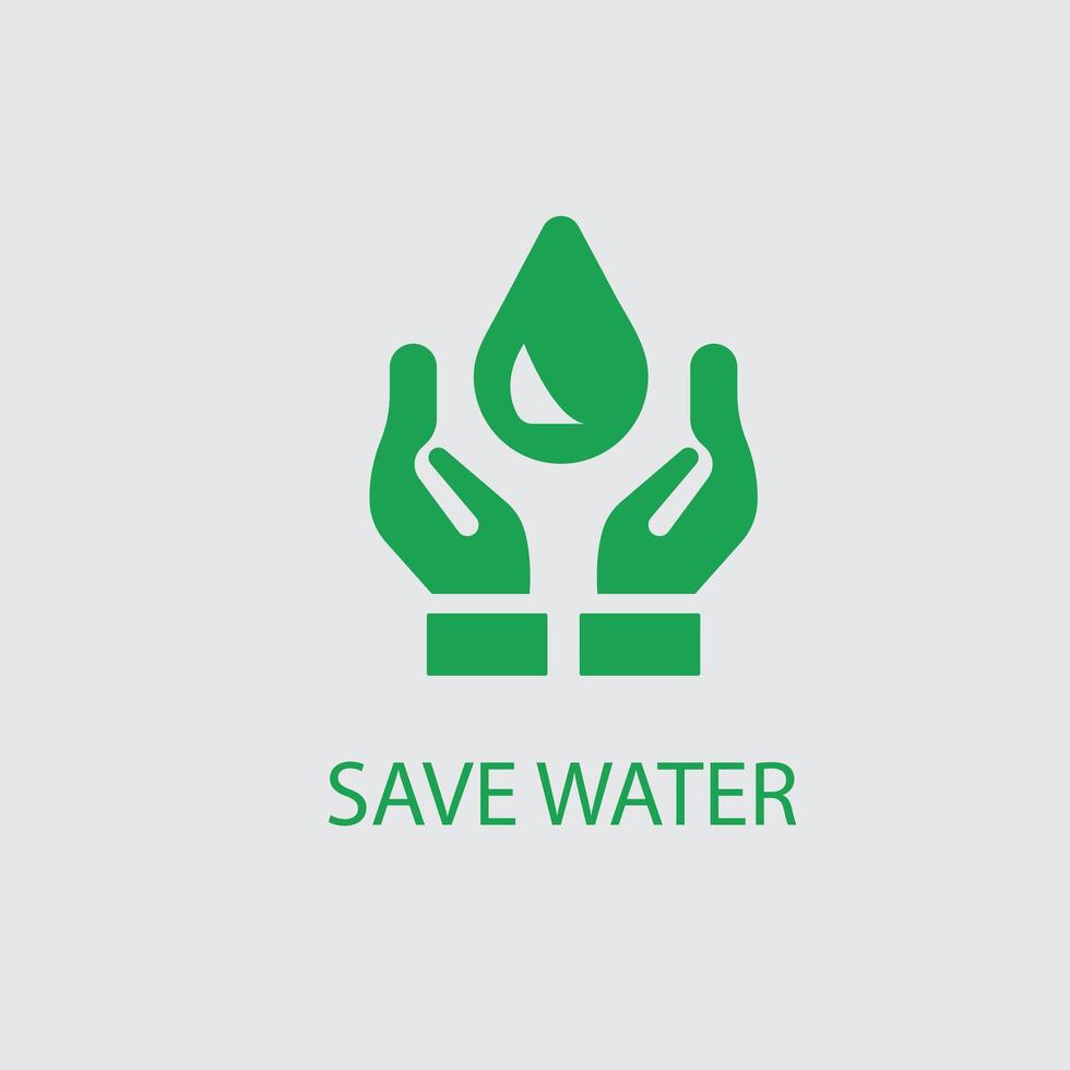 Save water sign, Hand hold water drop Icon vector