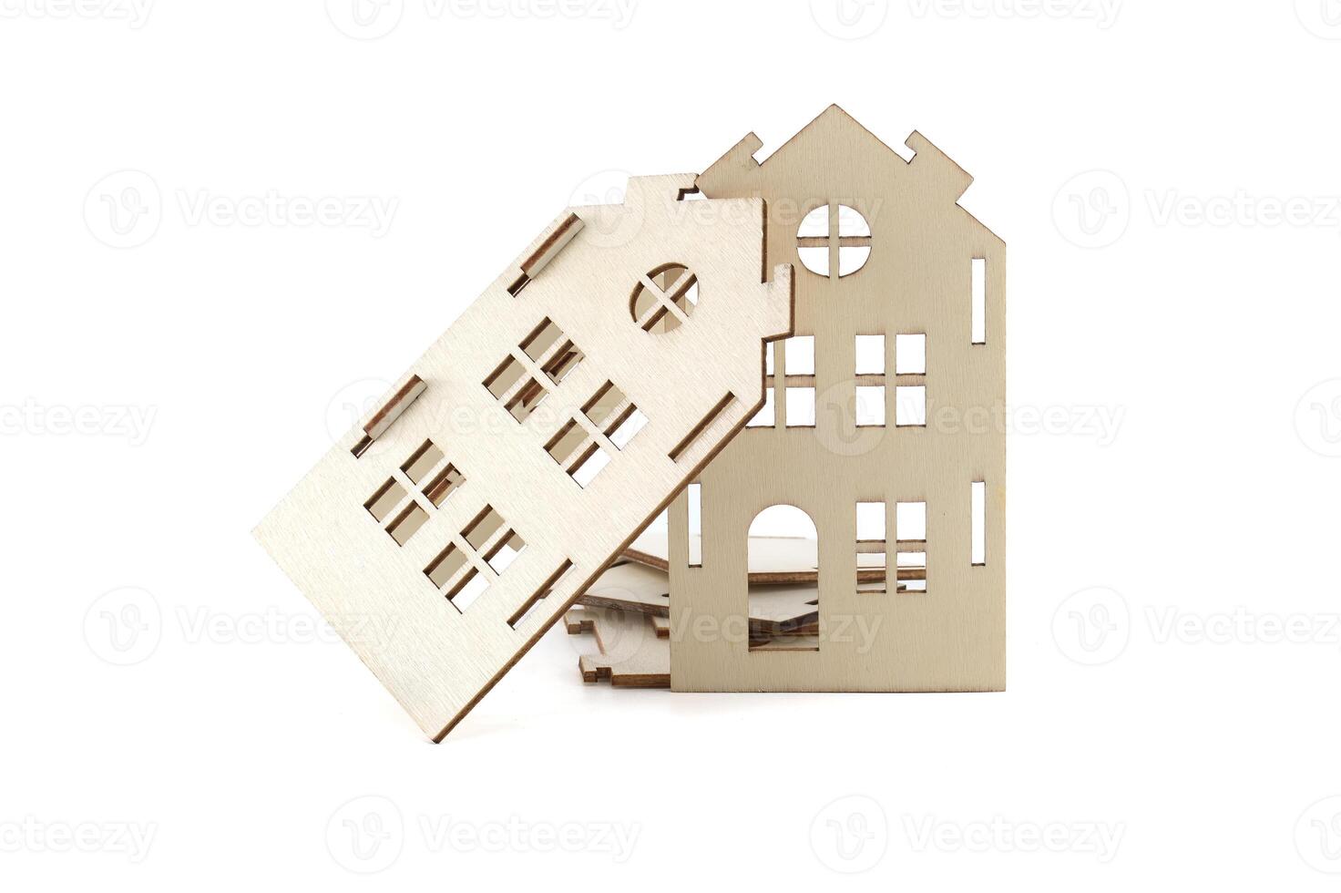 Wooden house model pieces showcasing DIY construction and creativity photo
