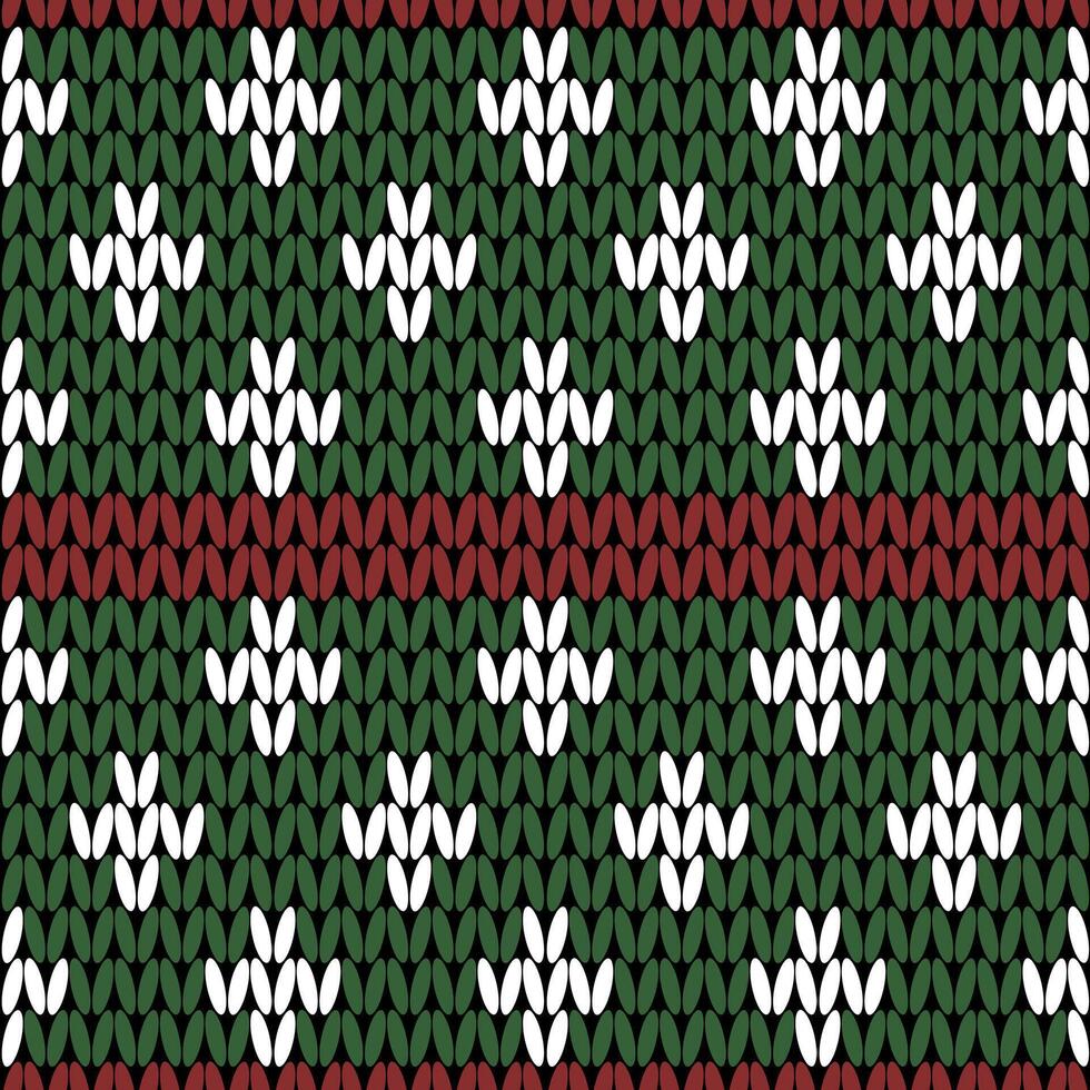Knitted snowflake pattern for scandinavian sweater. Xmas snowfall wool knitted background. vector