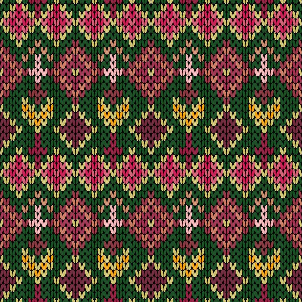 Knitting with beautiful patterns is used in winter clothes. vector