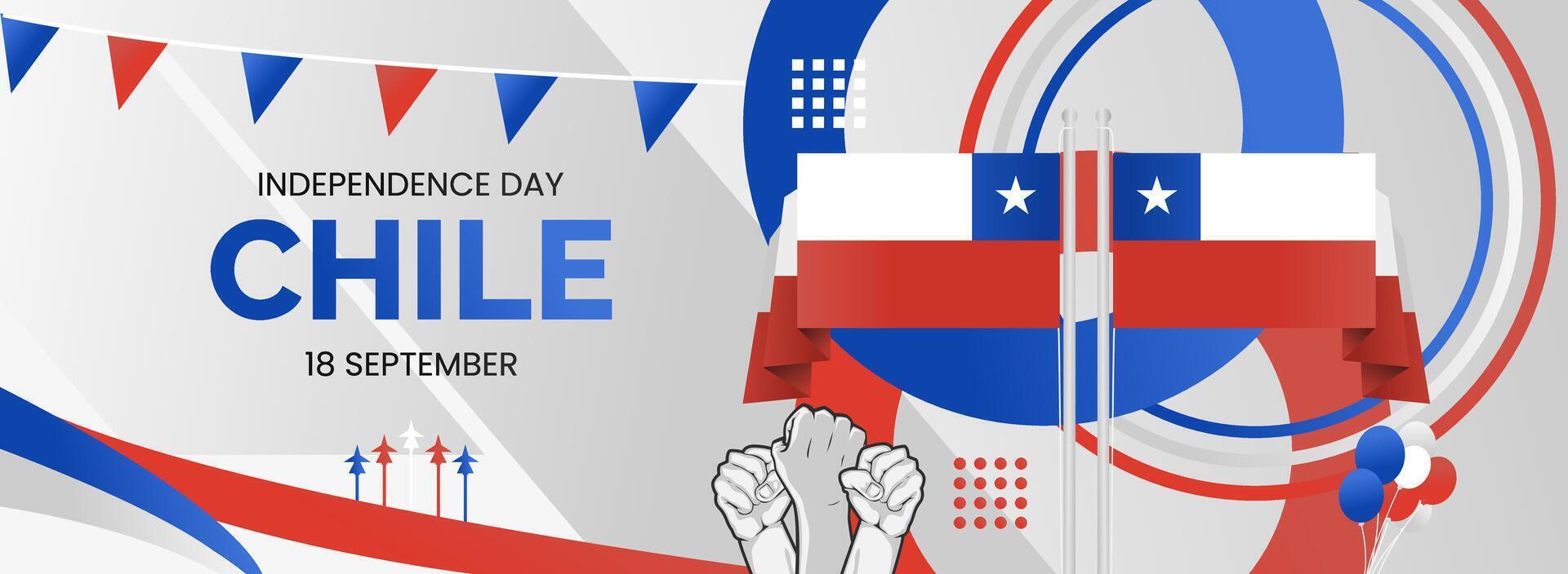 Chile independence day background illustration with country flag vector