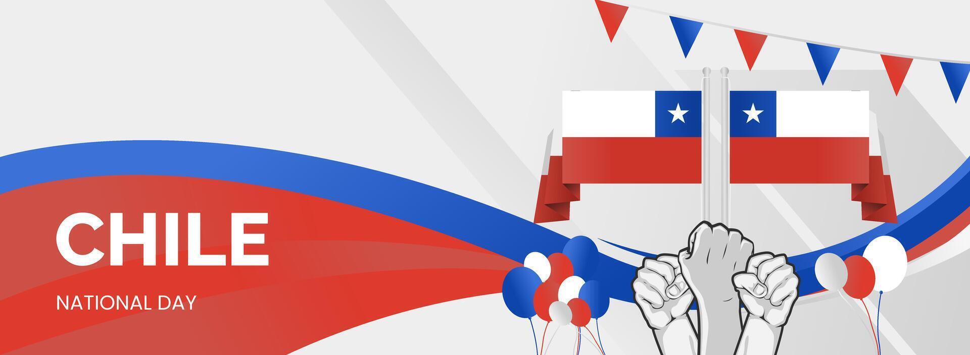 Modern background for Chile independence day with fist and balloons vector