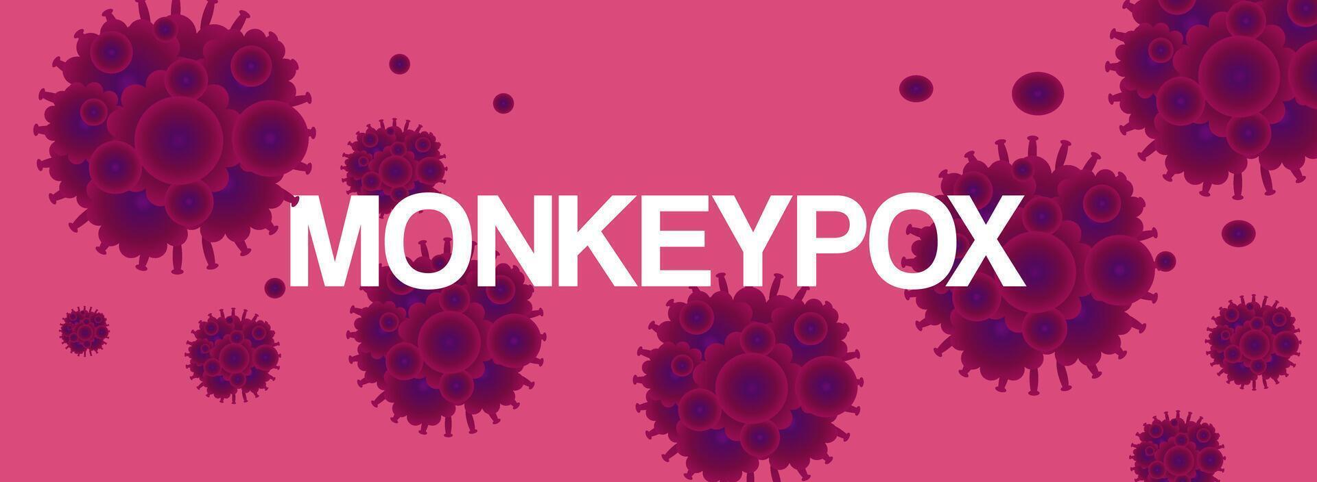 Pink background and mpox virus for medical interest and awareness of the dangers of monkeypox virus spread. vector