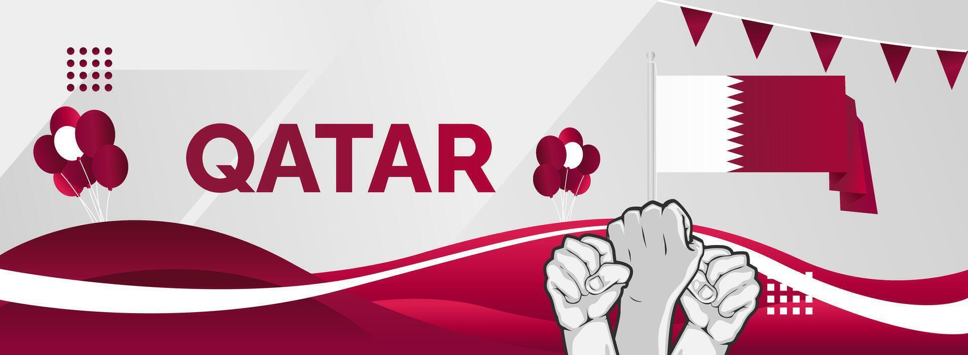 Attractive shape of Qatar National day banner with purple color vector