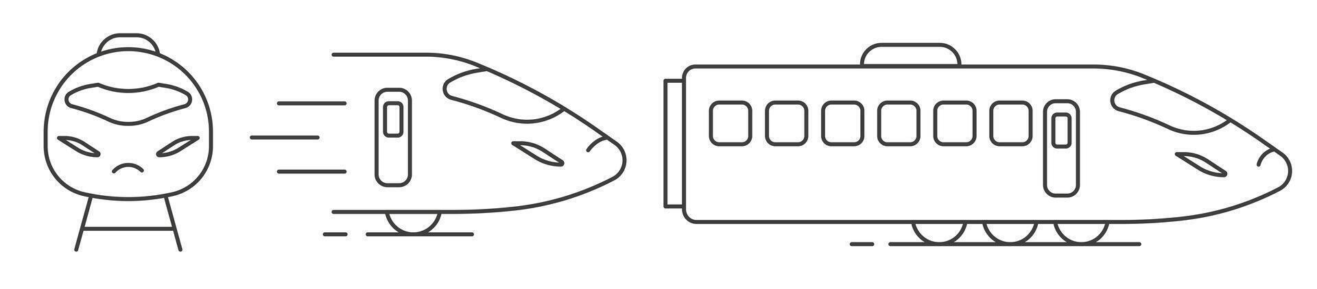Train illustration of public transport. Train thin line. vector