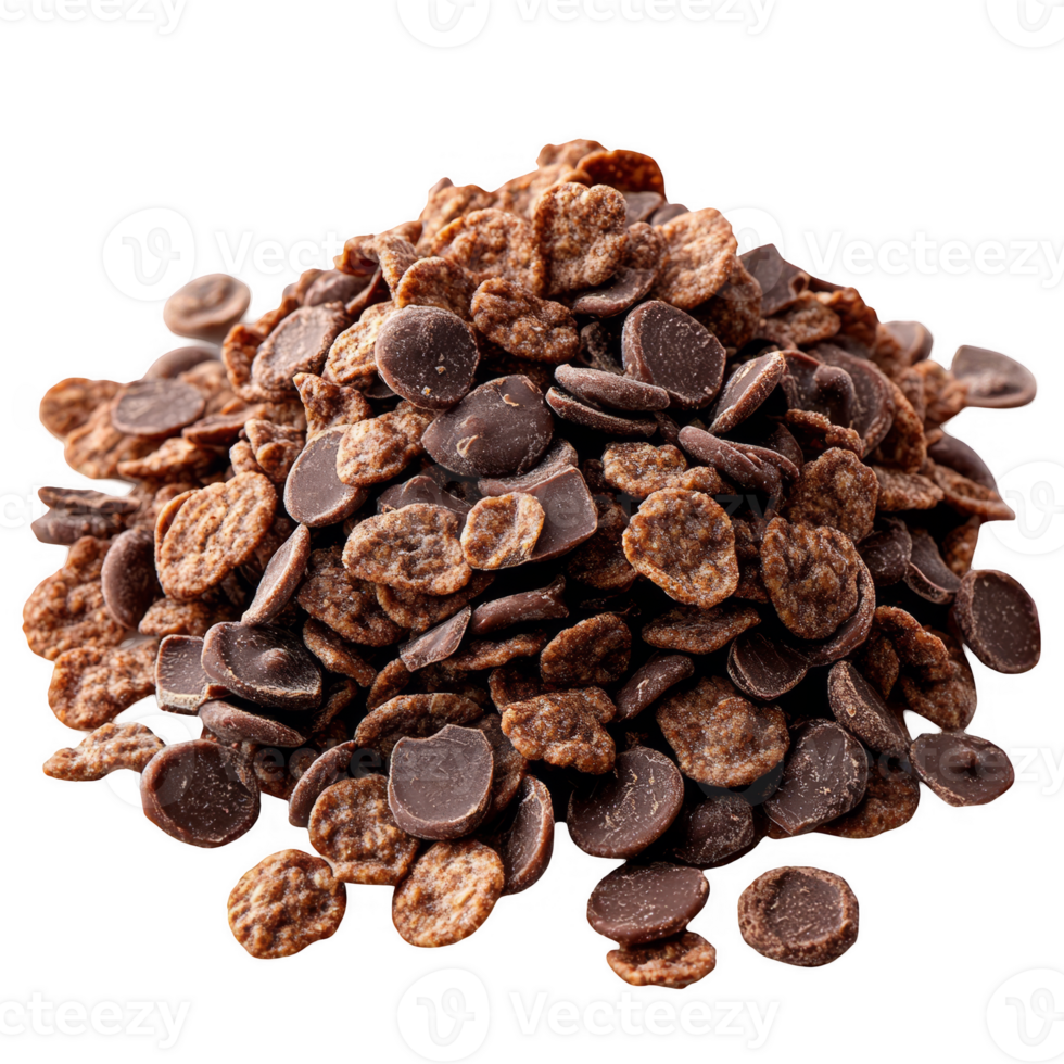 Pile of chocolate breakfast cereal transparent background png