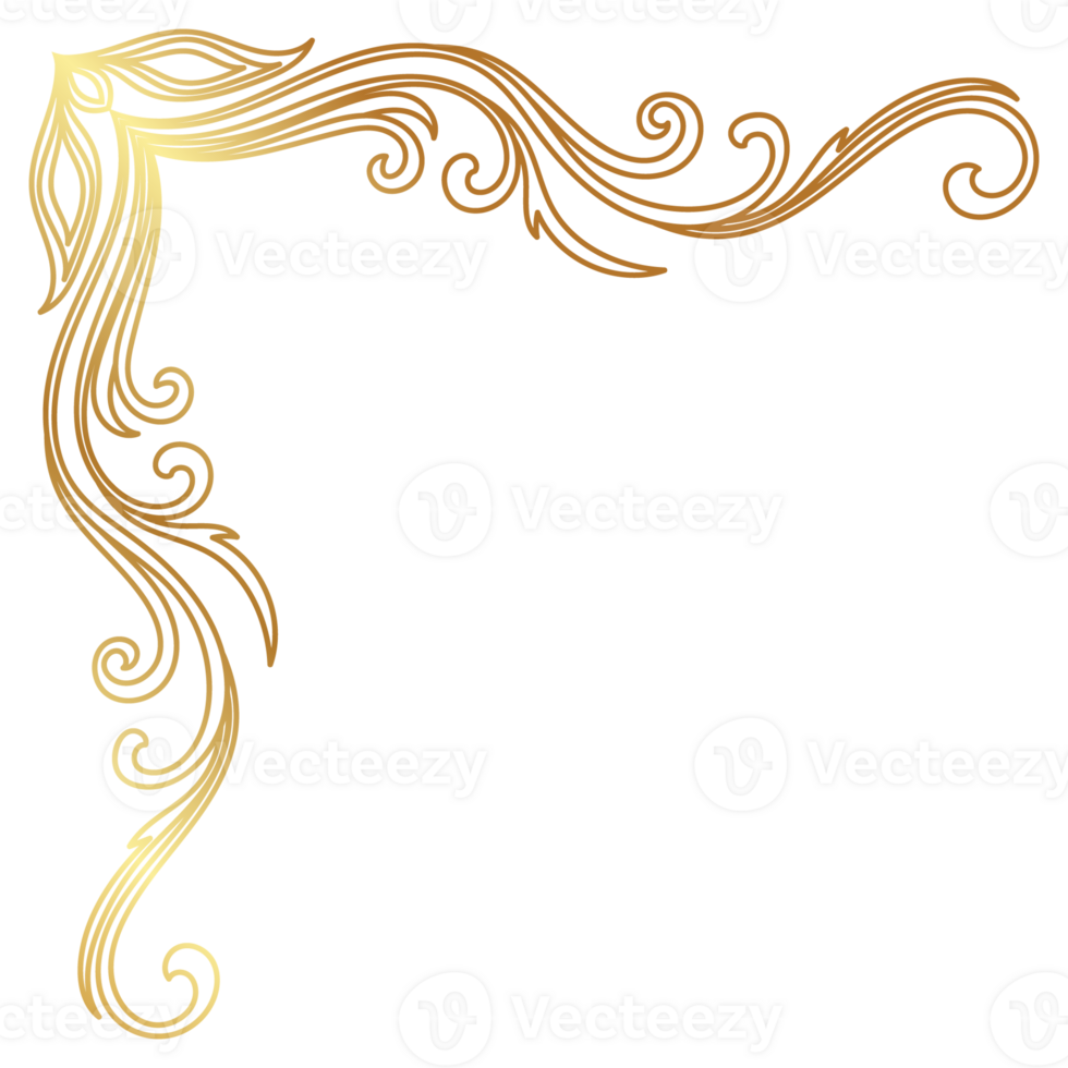 elegant golden vintage corner lines Abstract lines graphic element png