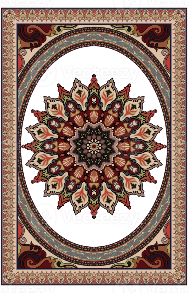 Red carpet, Persian carpet decorated with mandalas and fabric borders png