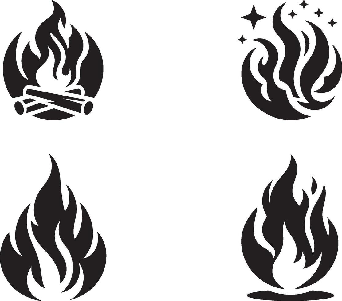 Stock . Fire Icon Collection on Clean White Background vector