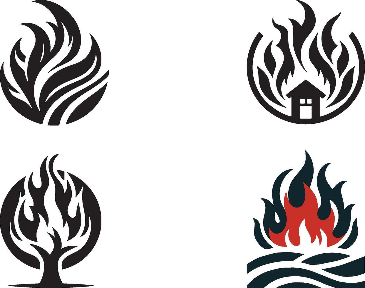 Isolated Fire Icon Set - Illustration on White vector