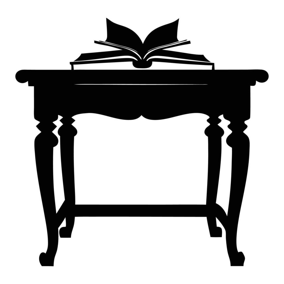 reading table silhouette vector