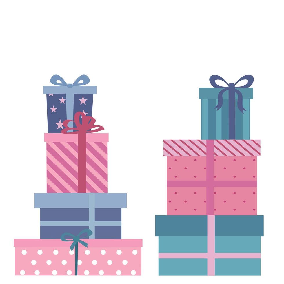 set of different colorful wrapped gift boxes. Christmas gift boxes. Party gifts. illustration vector