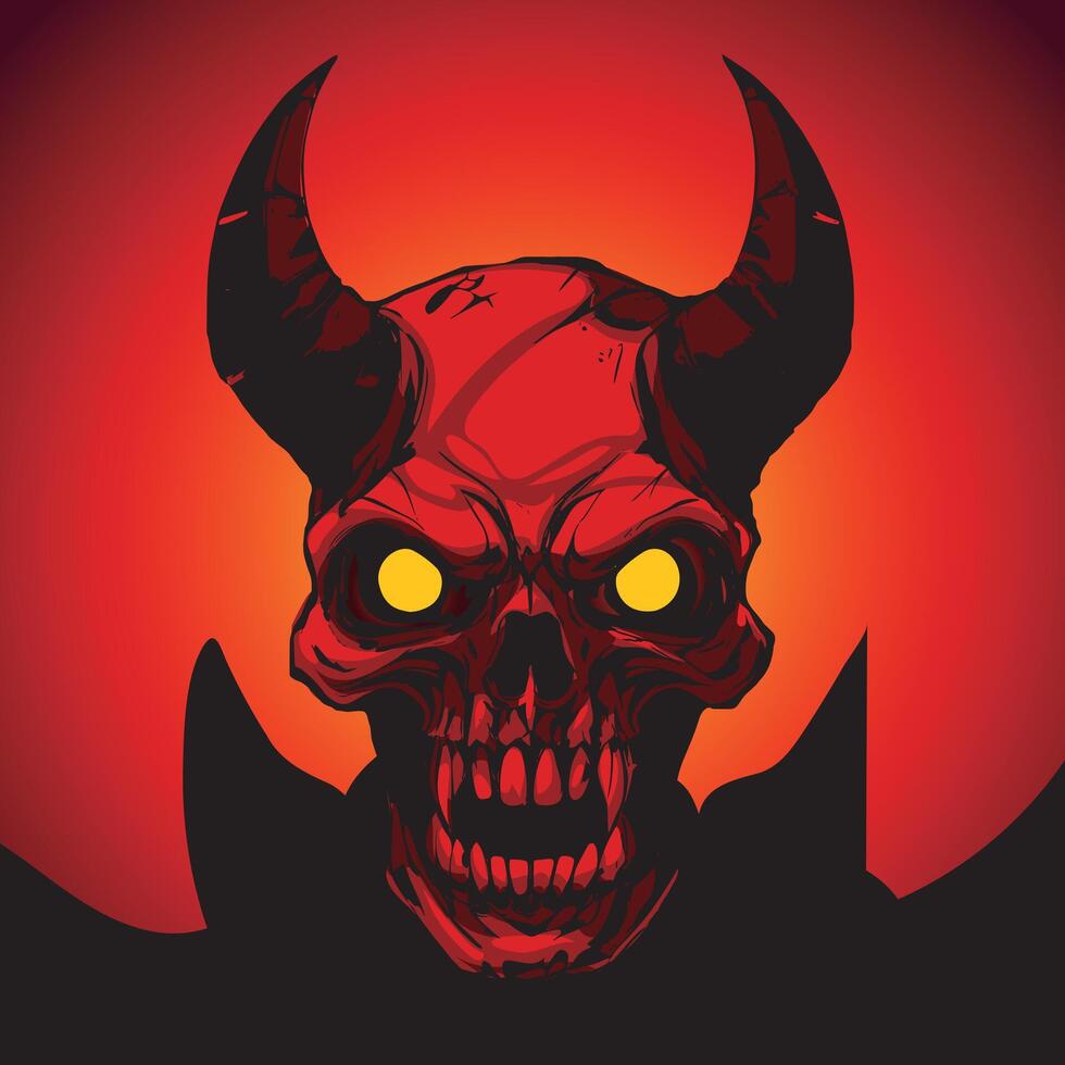 Satan face, Lucifer comic style for your infernal graphics on halloween, or character for games vector