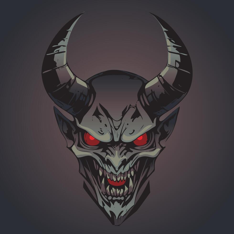 Devil dark gothic face, comic style for your infernal graphics on halloween, or character for games vector