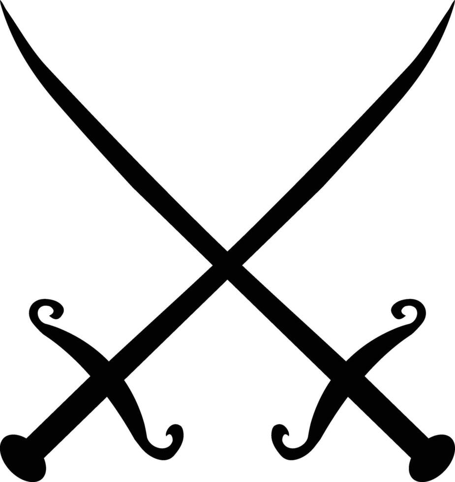 a pair of swords with a black and white background. vector