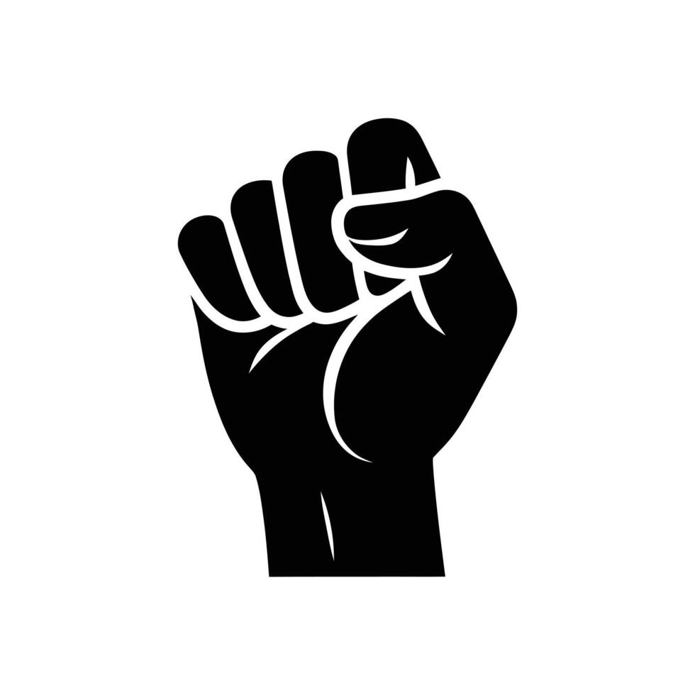 Revolutionary Raised Fist Silhouette Hand Gesture for Social Movements and Protests vector
