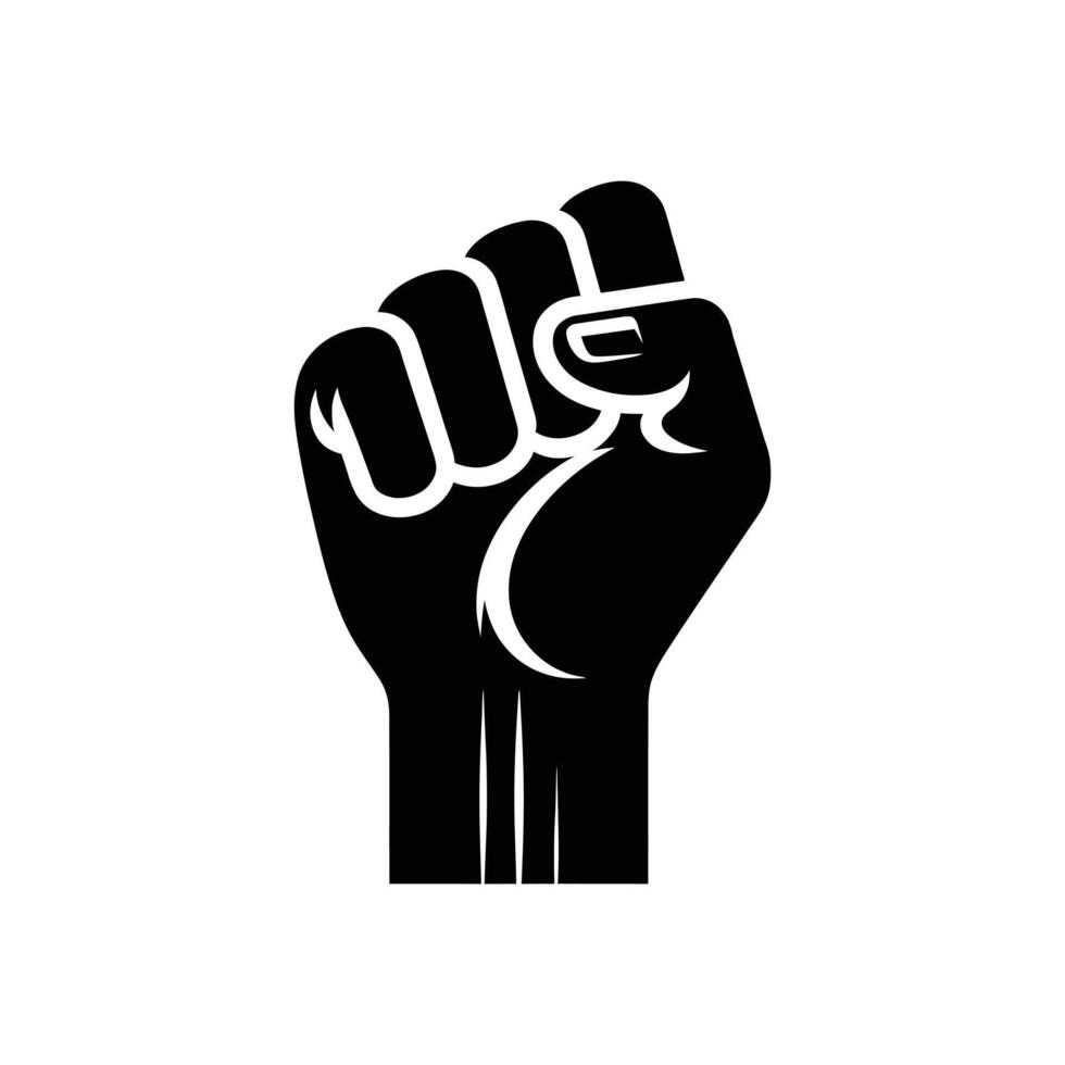Powerful Fist Raised Silhouette Bold Hand Gesture Graphic for Activism and Strength Themes vector