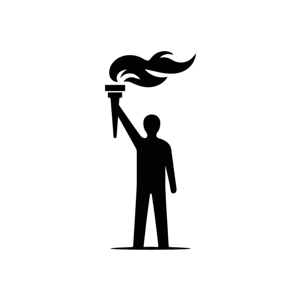 Silhouette of Person with Torch - Inspirational Victory and Freedom Illustration vector